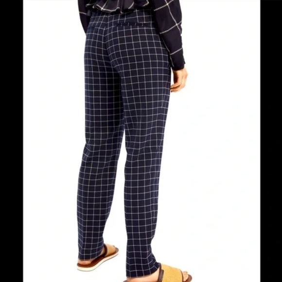 Scotch & Soda Lowry Tailored Slim Fit Trousers Size1 Navy Windowpane Plaid - Picture 3 of 8